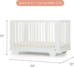 dadada Spirit 8 in 1 Convertible Crib to Toddler Bed & Floor Bed, Made in Italy, Greenguard Gold Certified, Adjustable Mattress Heights (White)