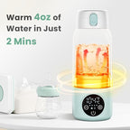 Portable Milk Warmer for Travel, 17oz Large Capacity Bottle, Fast Breastmilk Water Warmer On The Go with LCD Display, 98-158°F Temperature Adjustment, for Vehicle, Car, Airplane Journey