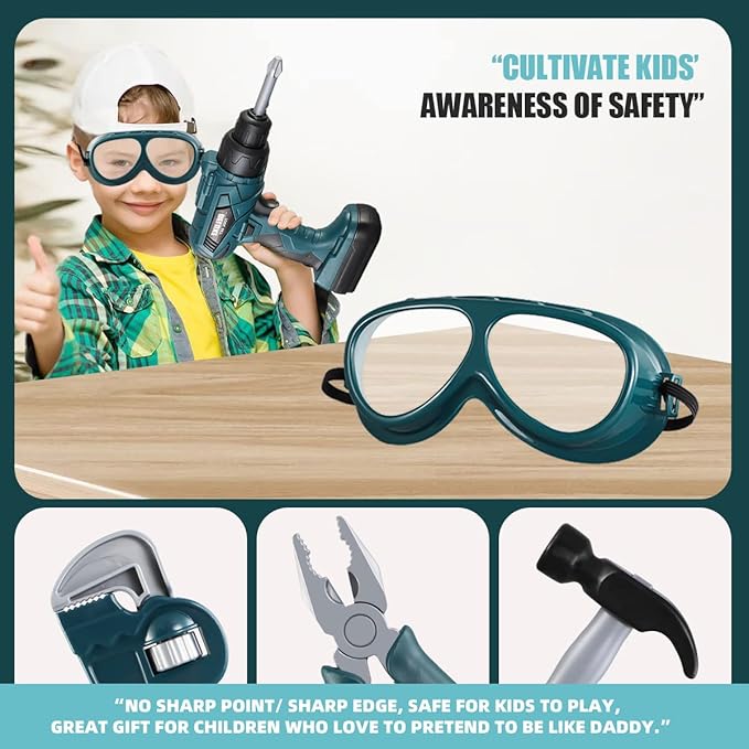 Kids Tool Box–Zealous 48 PCS Pretend Play Tools Toys for Toddler,Electric Drill Kids Tool Kit for Boys & Girls Ages 3-8 Years Old, Construction Tool Kit Playset for Boys