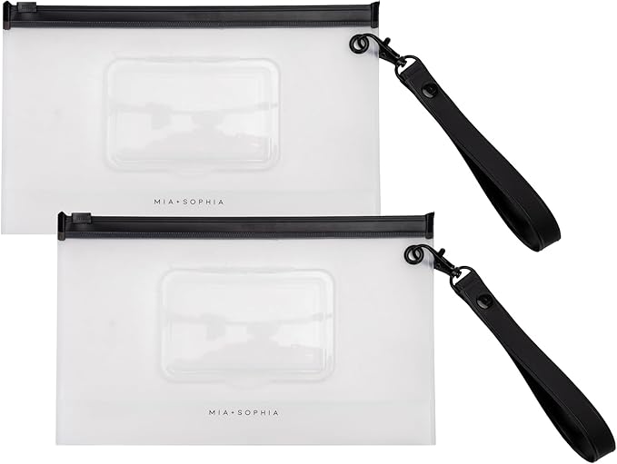 MIA + SOPHIA Set of 2 Baby Wipe Holder, Portable Reusable Wipes Pouch, Stylish Travel Wipes Case, Baby Wipes Dispenser, Wipes Stay Moist Longer, Attaches Easily with Included Wristlet