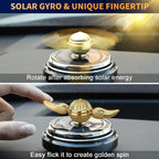 Car Air Freshener, Car Solar Energy Golden Fidget Spinner Toy with Swinging Wings for Car Interior Car Rotation Decoration Accessories, Powered by Sunshine Spinning Top Anxiety Gift for Men Boyfriend