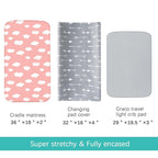 Changing Pad Cover Girl, Diaper Changing Pad Covers 4 Pack, Fitted Baby Changing Table Sheets for 32''×16'' Change Table Pad, Cradle & Bassinet Sheets, Soft & Breathable