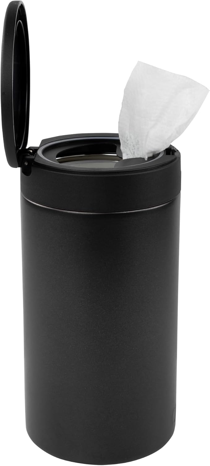 Spectrum Disinfecting Wipes Container with Push Button Lid - Refillable Dispenser for Bathroom, Kitchen, Classroom, Countertop, & Home - Stainless Steel & Rust-Resistant Disinfectant Wipes Holder