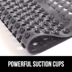 GORILLA GRIP Patented Bath Tub Shower Mat, Machine Washable Bathtub Floor Liner Mats, Suction Cups and Drain Holes to Keep Tubs Clean, Soft on Feet, Bathroom Essentials, 35x16 Inch, Charcoal Opaque