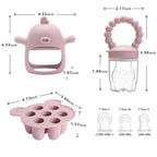 Baby Fruit Feeder & Breastmilk Popsicle Mold Set – 3 Pack Silicone Teething Relief Kit with Food Feeder Pacifier, Freezer Tray with Lid & Baby Teether Toy (Blush)