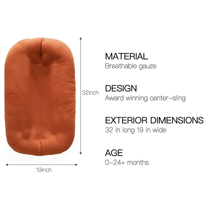 Baby Lounger - Snuggle Cozy Me Infant Lounger for Newborns | Breathable & Soft, Portable Awake-Time Pad, Essential Baby Gift- Orange (Lounger Cover Included)