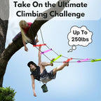 Slackers Exclusive Ninjaline Kit with Rickety Bridge & 15' Bachar Ladder – 36' Obstacle Course Line with 7 Obstacles – Outdoor Ninja Training System