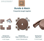 Roving Cove HeftyFit Edge Corner Protector Baby Proofing (Large 18ft Edge 8 Corners), Heavy-Duty, Soft NBR Rubber Foam, Furniture Fireplace Safety Bumper Guard, 3M Adhesive, Coffee Brown