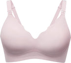 HBselect 3Pack Nursing Bras for Breastfeeding Seamless Scalloped Maternity Bras for Pregnancy Ultra Comfort Sleep Bras