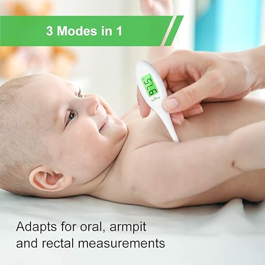 Easy@Home 8 Sec Fast Reading Digital Oral Thermometer for Adult, Kid and Baby, Oral, Rectal and Underarm Temperature Measurement for Fever with Two-Color LCD Display Backlit and Alarm EMT-A12