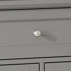 Nursery Dresser with Changing Table Top, 46"W Baby Dresser with 2 Drawers, Laundry Basket & Raised Guard, Infant Diaper Changing Storage Organize Station for Nursery and Baby Bedroom, Grey