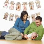 1st Birthday Photo Banner Decorations Monthly Milestone Photograph Bunting Garland with First Birthday Cake Topper High Chair Banner 1st Birth Decorations