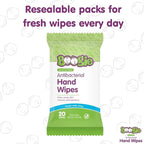 Antibacterial Hand Wipes by Boogie, Alcohol Free, Hypoallergenic and Moisturizing Aloe, Hand Wipes for Kids and Adults, 6 Packs of 20 (120 total wipes)