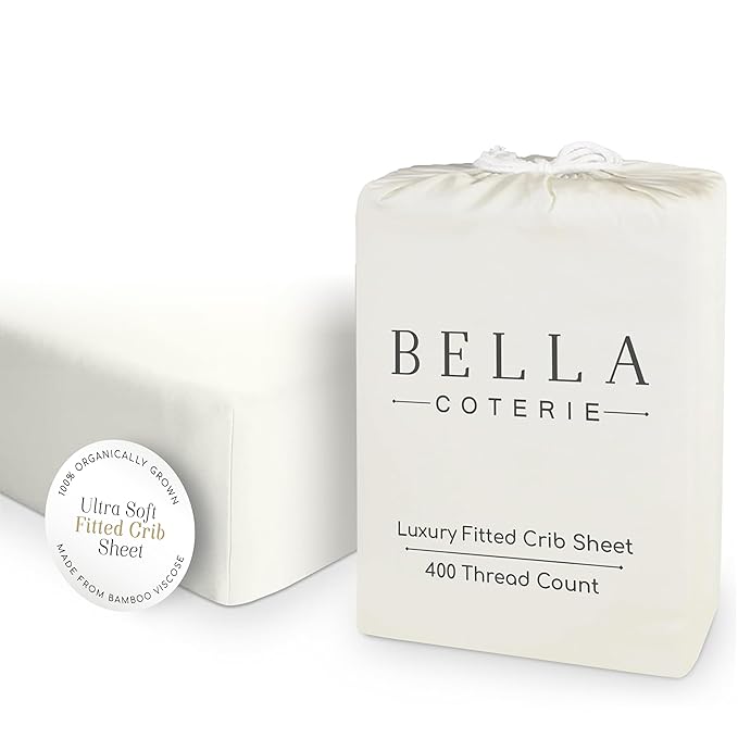 Bella Coterie Luxury Bamboo Viscose Crib Sheet | Organically Grown | Ultra Soft | Cooling for Better Sleep | Deep Pocket Fitted Sheet for Crib & Toddler Mattress | 100% Organically Grown [Ivory]
