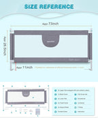 MBQMBSS 73" Bed Rails for Toddlers, Universal Bed Rails for Toddlers, Adjustable Baby BedRail Guard for Queen King Twin Full Size Mattress, Extra Tall Bed Sides Rails with Double Safety Lock(1 Side)