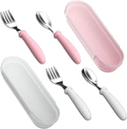 Toddler Utensils, Toddler Forks and Spoons, Baby Utensils Set with Storage Box for Self Feeding Safe, Dishwasher Safe (2 Set with Case)