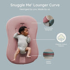 Snuggle Me® Baby Lounger Curve (0-6 Months) - Premium Organic Cotton with Foam Core, Machine-Washable Cover, Buttery-Soft & Breathable Infant Lounger with Travel Bag (30 in x 20 in x 1.9 in) - Gumdrop