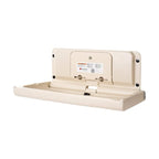 Foundations Ultra Horizontal Wall Mounted Baby Diaper Changing Station, Oversized Changing Surface, Plastic w/Heavy Duty Stainless Steel Hinge - Cream (200-EH-08)