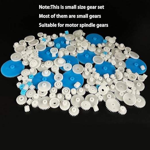 200PCS Module 0.5 Plastic Gear Single Gear Spindle Gear Small Motor Gears for DC Motor RC Car Robot DIY Model Toy Parts (White,Blue)