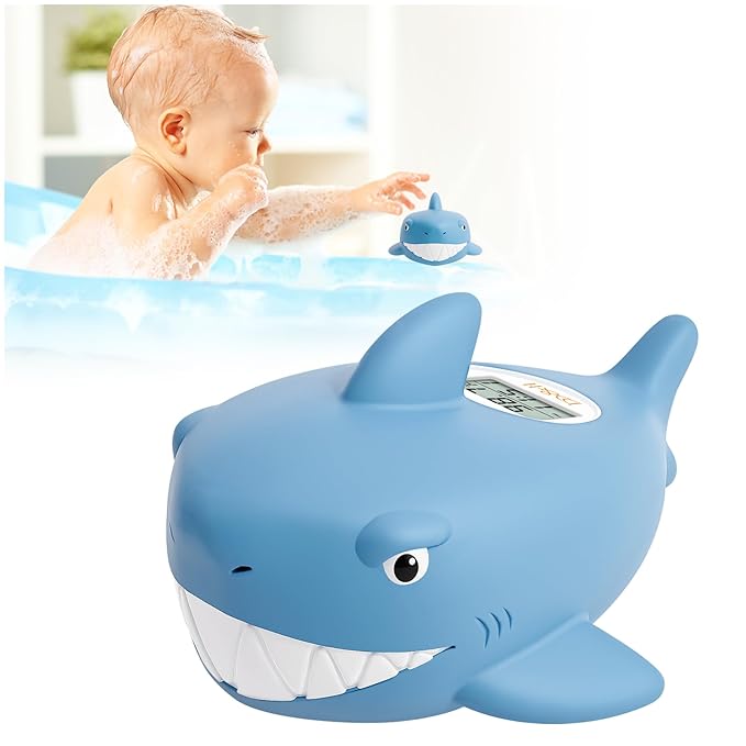 b&h Baby Bath Thermometer - Shark Thermometer for Water Temperature Monitoring, Digital Water & Room Temperature Reader, Safty Toddler Bathtub Floating Toy