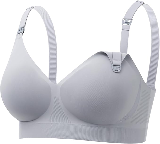 Momcozy CoolFit Nursing Bras for Breastfeeding, Ultra Stretch Seamless Jelly Strip Maternity Bra, Cooling Wireless