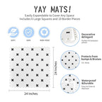 Yay Mats Stylish Extra Large Baby Play Mat. Soft, Thick, Non-Toxic Foam Covers 6 ft x 4 ft. Expandable Tiles with Edges Infants and Kids Playmat Tummy Time Mat (Brooklyn Cross White)