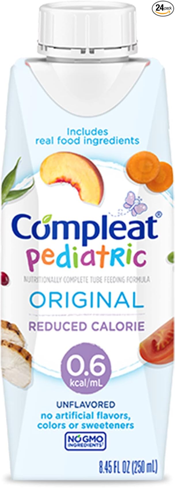 Compleat Pediatric 0.6mL, Reduced Calorie Nutritionally Complete Tube Feeding Formula, Unflavored, 24 Pack