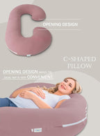 INSEN Cooling Pregnancy Pillow, Maternity Pillow with Soft Cotton Cover, C Shaped for Pregnant Sleeping (Cooling Cotton-Pink)
