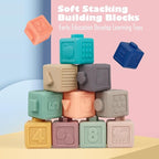 Montessori Toys Soft Stacking Building Blocks Rings Balls Sets 3 in 1 Baby Toys Bundle for Babies 6-12 Months Sensory for Toddlers 1-3 Teething Bath for Infants Learning Toy