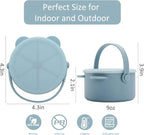 Snack Cups for Toddlers, Baby Snack Containers, Silicone Toddler Snack Cups No Spill, Food Catcher with Lid & Bucket-like Handle, BPA Free & Dishwasher Safe, 9 Ounce Smoke Blue