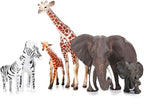 BOLZRA Safari Zoo Animals Figures Toys, 14 Piece Realistic Jungle Animal Figurines, African Wild Plastic Animals with Lion, Elephant, Giraffe Educational Learning Playset for Toddlers, Kids, Children