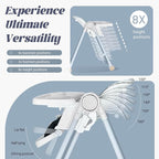 5 in 1 Baby High Chair Swings for Infants Foldable Rocking 8 Level Height Adjustment Eco Friendly Washable PU Cushion(White)