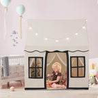 INFANS Kids Play Tent with Washable Mat Star Light Windows, Anti-Trip Large Playhouse Toys for Children Boys Girls, Indoor Outdoor Princess Tents Castle for Toddlers (Black)