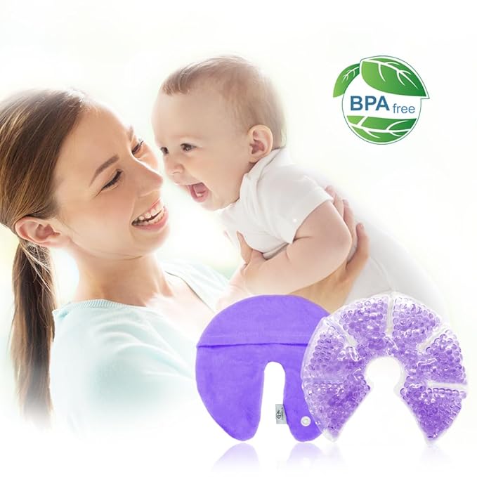 Hot Cold Gel Bead Breast Therapy Pack,Breast Ice Packs for Breastfeeding,Relief for Breastfeeding,Nursing Pain, Mastitis,Engorgement,Plugged Ducts, Boost Milk Let-Down & Production (#42 Purple)