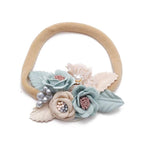 Baby Girl Nylon Headbands Flower Hair Bows Accessories-Elastic Hair Band Crown Handmade FLoral Wraps Birthday Gifts for Girls Newborn Infant Toddler 4Pcs