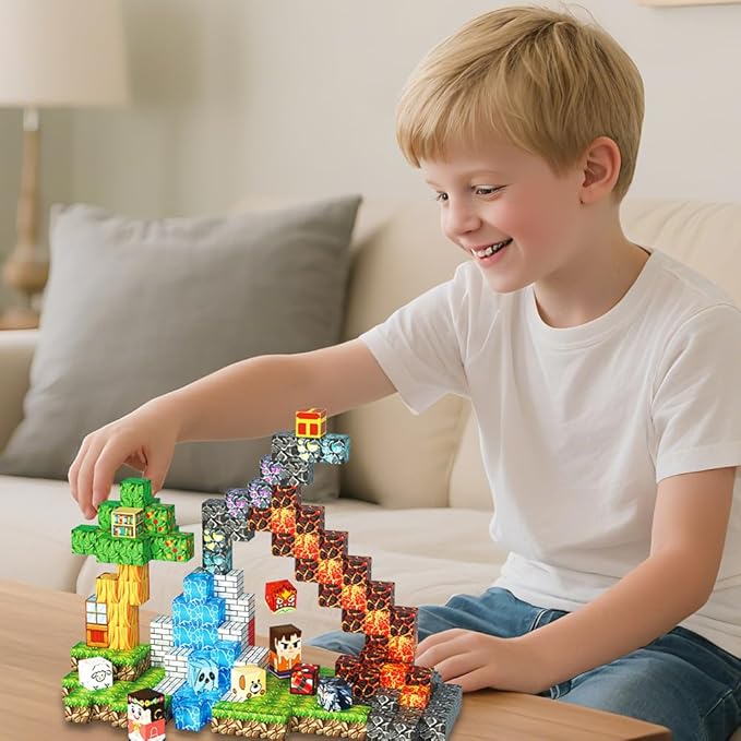 200pcs Magnetic Blocks, Magnetic Building Blocks Set, Kids Sensory Toy for Toddlers STEM Learning, Stacking Magnets for Kids，0.8" Large Size