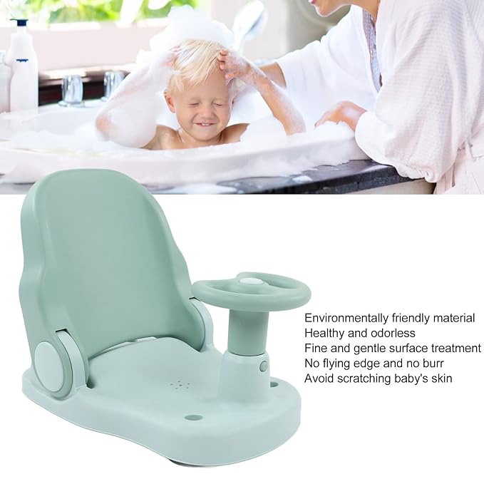 Baby Bath Seat - Infant Bathtub Seat for Sitting Up in The Tub, Baby Shower Chair with Backrest Support, Suction Cups for 6-18 Months (Green)