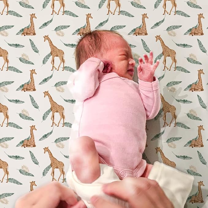 Stretchy Changing Pad Covers BROLEX Changing Table Cover for Baby Boys Girls,2 Pack Jersey Knit,Giraffe Leaf