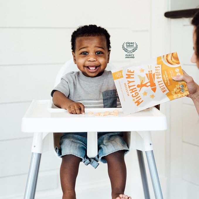Mission Mighty Me Nutty Puffs Peanut + Mixed Nut Butter Variety for Babies + Kids – Plant-Based, Gluten-Free, Pediatrician Developed (Peanut, Mixed Nut, and Bonus Sample)