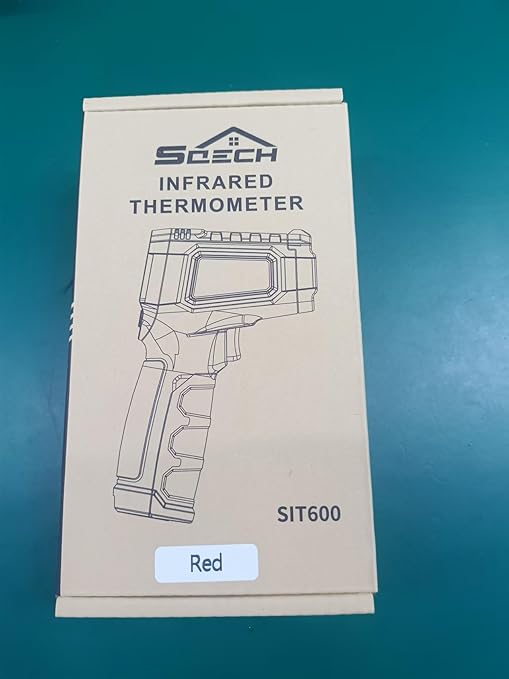 Infrared Thermometer Gun,SQECH Laser Thermometer Gun -58℉～1112℉(-50℃～600℃),Non-Contact Temperature Gun with Adjustable Emissivity&Color Backlight for Cooking, Pizza Oven,BBQ,Fridge,Engine,HVAC(Red)