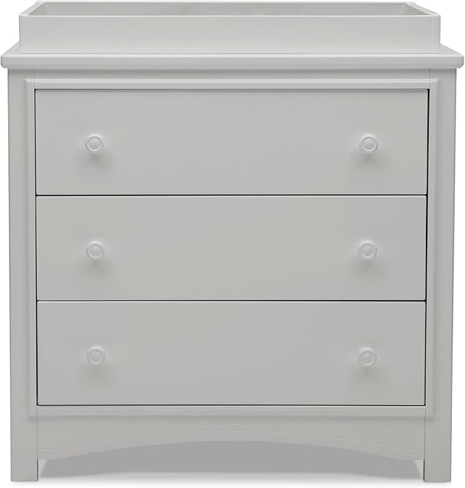 Delta Children Perry 3 Drawer Dresser with Changing Top and Interlocking Drawers, Moonstruck Grey