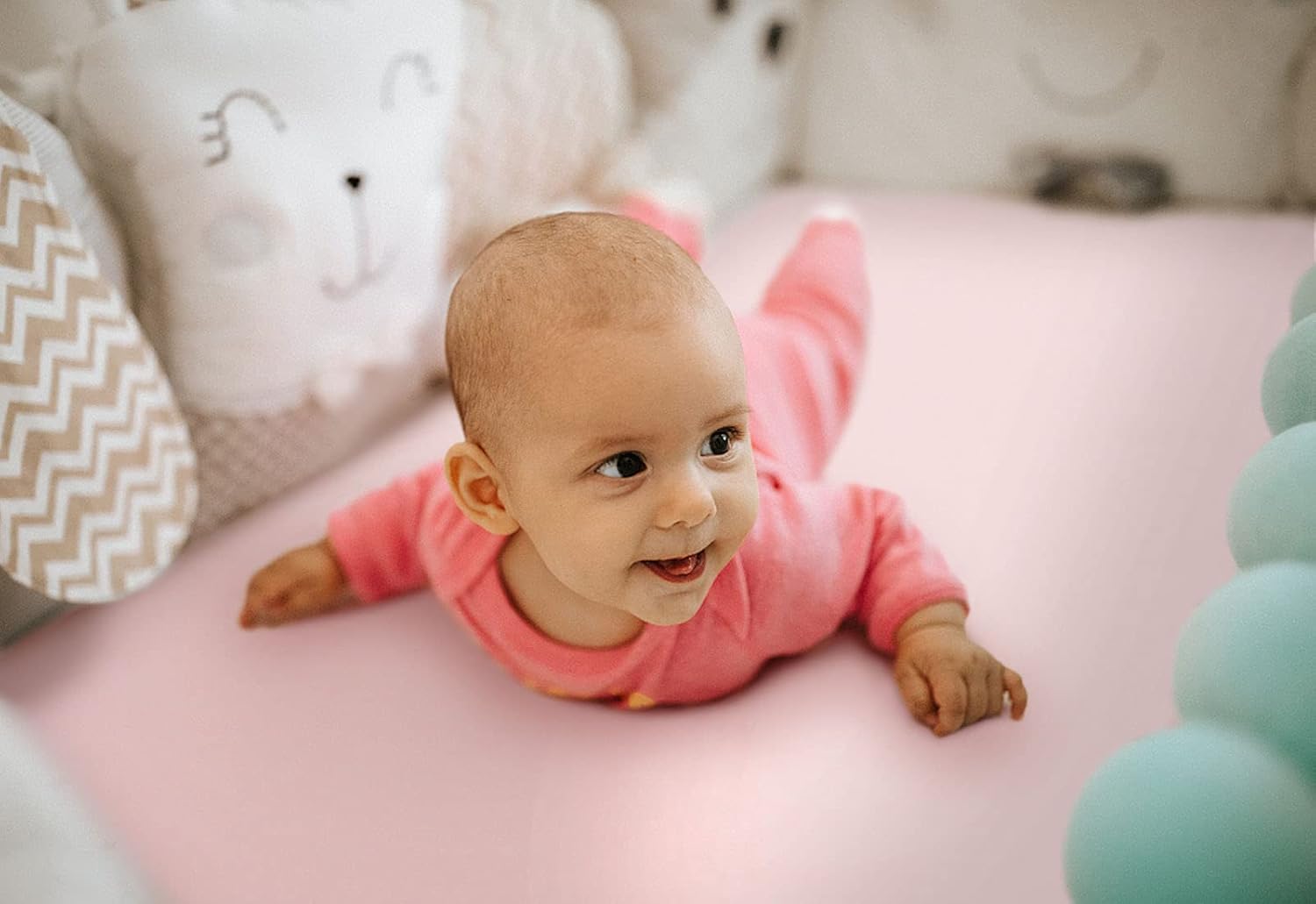 GRSSDER Stretchy Ultra Soft Jersey Knit Fitted Pack n Play Sheets Set 2 Pack, Portable/Mini Crib Sheets, Snug and Safe Playards Sheet for Baby, Pink Rose Stylish Print