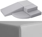 4-Piece PU Leather Baby Foam Climbing Blocks for Toddlers - Soft Play Climbing Toys for Toddlers - Foam Climbing Set for Crawling and Sliding Indoor (Gray)