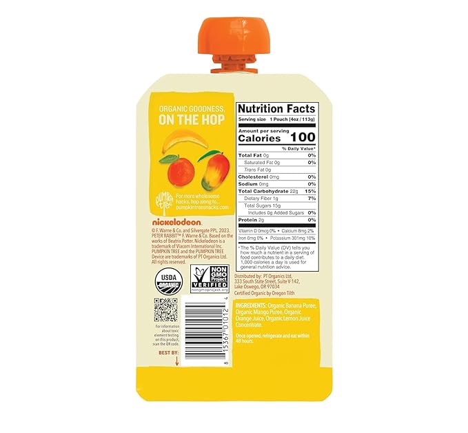 Peter Rabbit Organics Fruit Flavors Variety Pack - Squeezable Snack Pouches, 4 oz. (Pack of 36)