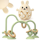 Baby High Chair Suction Toys Teething Chew - Baby Teething Toys Silicone Teethers Table Toys, Food Grade Silicon for 6 12 18 Months (GreenCream)