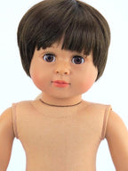 American Fashion World 18-Inch 'Mason' Vinyl Posable Boy Doll with Short Brunette Hair | Undressed Doll | Premium Quality & Design