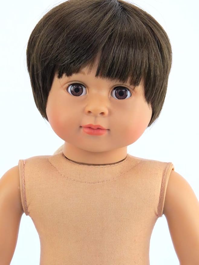 American Fashion World 18-Inch 'Mason' Vinyl Posable Boy Doll with Short Brunette Hair | Undressed Doll | Premium Quality & Design