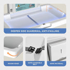 Commercial Baby Changing Station, Wall Mounted Horizontal Baby Changing Table with Safety Strap, Foldable Diaper Tables for Bathroom, White