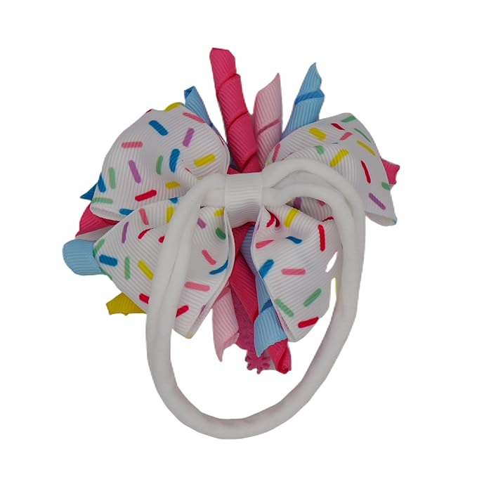 Birthday Hair Bow for Baby Girls 1 2 3 4 5 6 Years Sprinkle Decorations Party Hair Accessories Headband for First 1st Birthday Confetti Ice Cream
