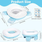 Portable Travel Potty, Training for Baby to Toddler, Travel Toilet Seat with Charts and Storage Bag, Folding Potty for Kids Boys Girls Indoor and Outdoor (Blue)